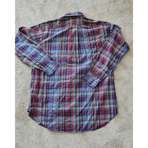 Ralph Lauren Mens XLT Tall Plaid Button Down Shirt Multicolor Cotton Pony Logo - Picture 3 of 9